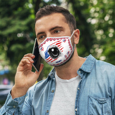 Personalized Dog Gift Idea - America Flag With Dog Eye For Dog Lovers - Cloth Mask